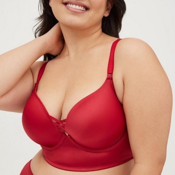 NWT Torrid Longline Xo Push Up Bra - Shine Red With 360° Back Smoothing™ - Picture 4 of 10